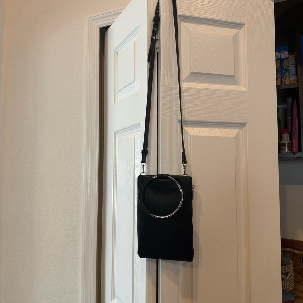 INC International Concepts Black Crossbody Bag with Silver Accent